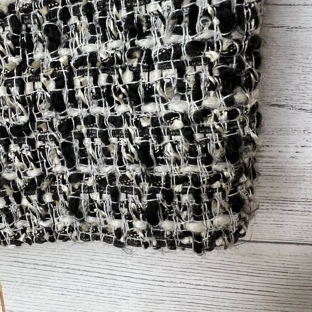 J Crew Dress Womens Size 6 Black & White Tweed Pleated Sheath Academia